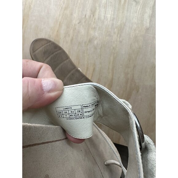 Vionic Landyn Leather Suede Cork-Wrapped Sole Sandals Blue Shadow Size 9.5 EUC - Picture 5 of 5